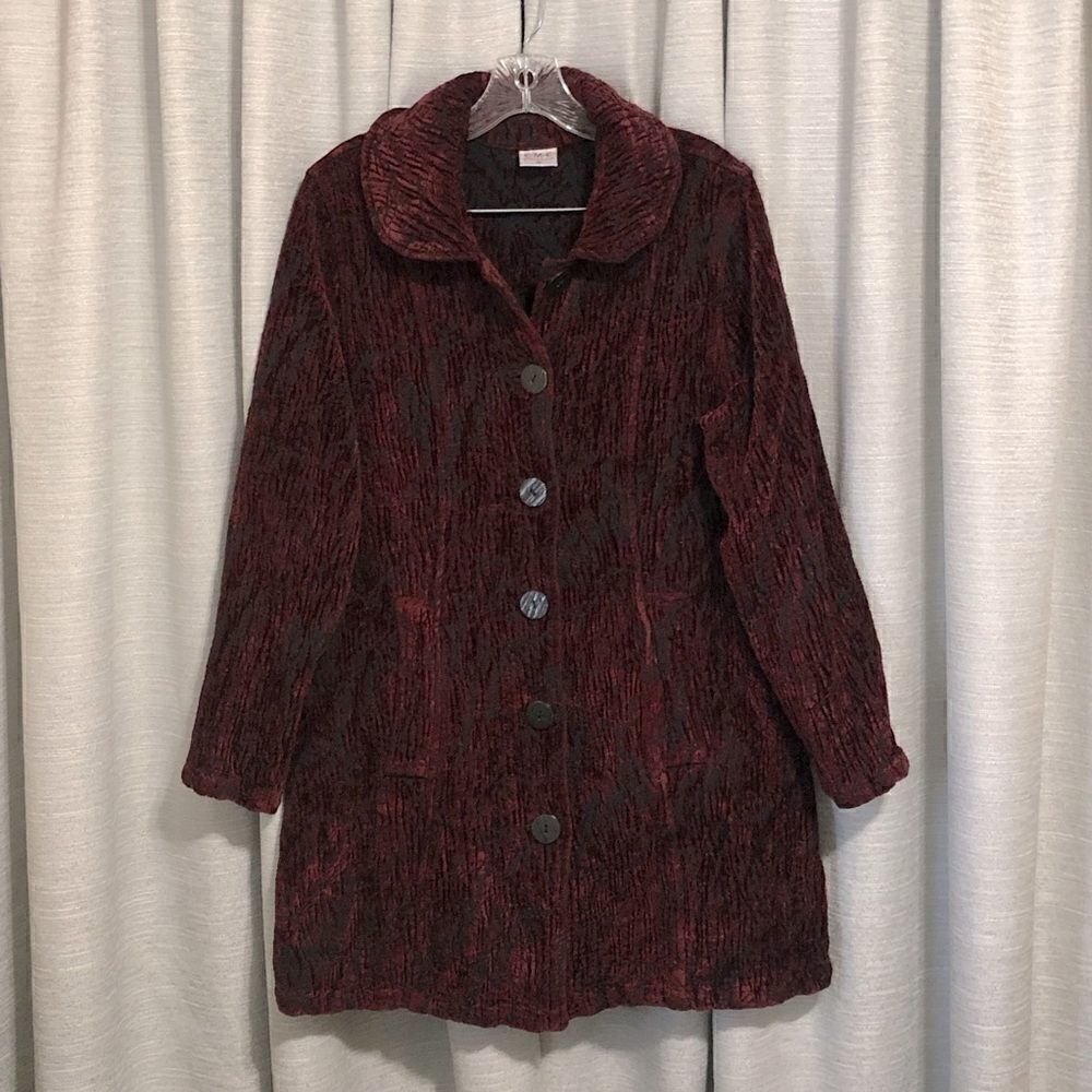 VINTAGE textured velvet button up jacket size S - Picture 9 of 10